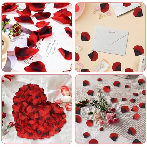 Artificial Rose Petals for Wedding & Party Decorations - 2200PCS Big Red Dot Black Variation