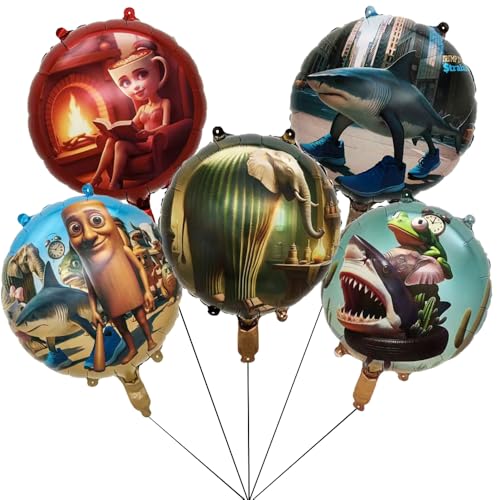 18 Inch Foil Balloons Party Decorations - Italian Brainrot Theme, 5-Pack