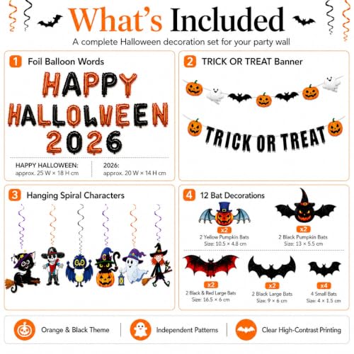 Halloween Party Decorations Kit with Banners and Balloons - Spooky Holiday Decor
