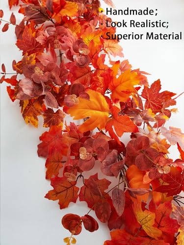 Autumn Maple Leaf Garland - 9FT Fall Decor for Thanksgiving Halloween Home Wedding