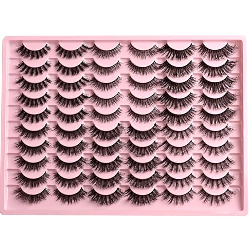 False Eyelash Pack 30 Pairs - 6 Styles Wispy Fluffy Strip Lashes for Daily Use – Natural, Cat Eye & Beginner Friendly