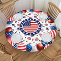 4th of July American Flag Round Elastic Fitted Tablecloth 45-50 Inch