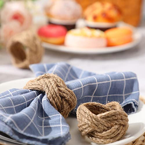 Vivid Style Thanksgiving Burlap Napkin Rings Set of 16 Rustic Fall Table Decor