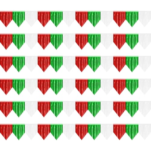 Metallic Foil Fringe Wall Banner Set - Red Green White for Party Decor