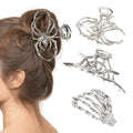Silver Spider Hair Claw Clips - Gothic Hair Accessories for Women - 3 Pack