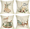 Winter 20x20 Inch Throw Pillow Cover Set of 4 - Reindeer & Cozy Designs Variation of THIS listing