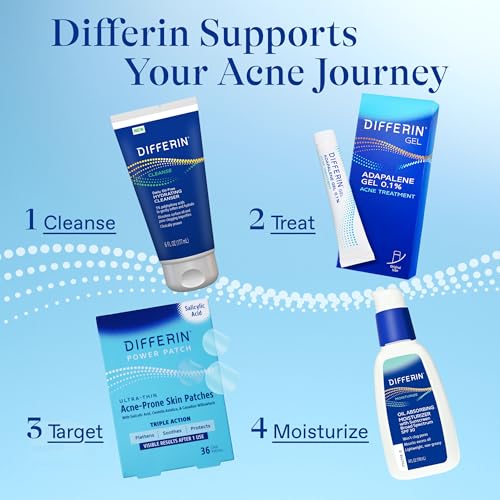 Differin Acne Fighter Pack, Differin Gel Retinoid Acne Treatment For Face with 0.1% Adapalene, 15g Tube + Salicylic Acid Pimple Patches, 36 Count, Designed for Pimple and Acne-Prone Skin