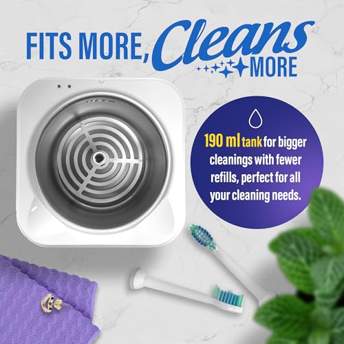 GuruNanda Retainer & Aligner Cleaning Pod for Retainers, Dentures, Mouthguards, Aligners, & Jewelry, 3 Modes, 45kHz Ultrasonic Retainer Cleaner, 190 ml capacity