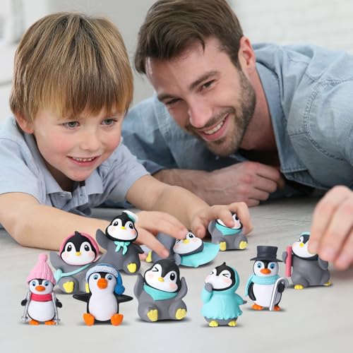 Mini Penguin Cake Toppers - 50pcs Arctic Animal Figurines for Cakes & Party Decor