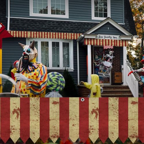 6 Pack Red White Striped Circus Tent Halloween Banner Set - Carnival Party Decor