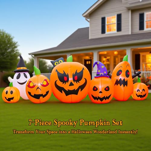 9FT Halloween Inflatable Pumpkin Ghost Decoration Outdoor Yard Halloween Decor - Variation of Pumpkin Inflatable