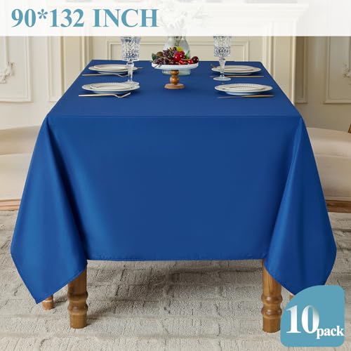 Royal Blue Rectangle Tablecloth 10 Pack 90x132 Inch Polyester for Dining & Events