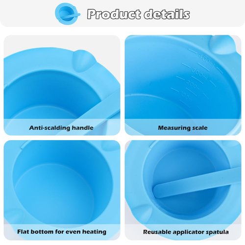2Pcs Non-Stick Silicone Wax Warmer Liner Kit with Spatulas for Hair Removal