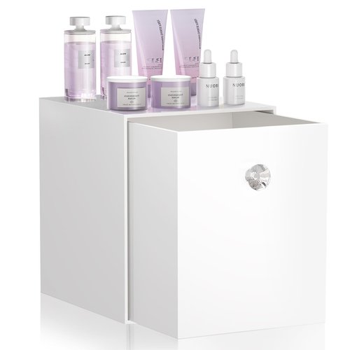 Delamu Clean Skin Club Face Towels Holder, Stackable Acrylic Organizer Compatible with Clean Skin Club Towel XL, Bathroom Vanity, Dresser Holder, Dustproof Multipurpose for Makeup, Skincare, White