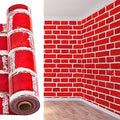 Red Brick Wall Backdrop Tablecloth Roll - 54 Inch x 100 ft for Party & Decor