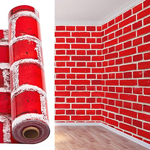 Red Brick Wall Backdrop Tablecloth Roll - 54 Inch x 100 ft for Party & Decor
