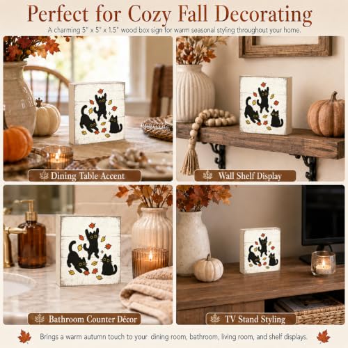 Fall Decorations for Home Black Cat Wood Sign - Rustic Fall Decor - FALL58