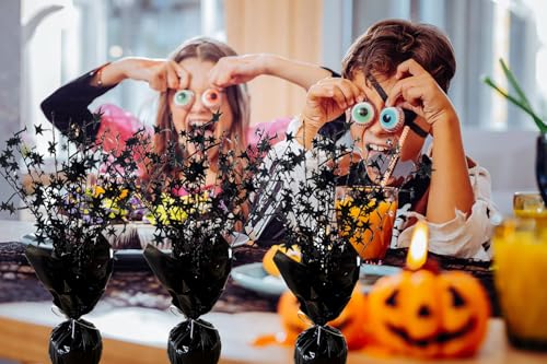 Black Star Halloween Table Centerpieces Set - 6 Pack Metallic Foil Party Decorations