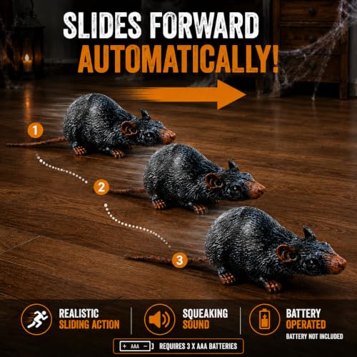 Large Realistic Animated Halloween Rat Decoration - Spooky Indoor Prop, 18.1 Inches