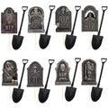 Halloween Tombstone Cupcake Toppers with Mini Shovel Spoons - 48 Pieces