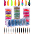 24 Colors Nail Pigment Powder & Eyeshadow Sticks for Nails Art