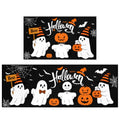 Halloween Ghost and Pumpkin Non-Slip Kitchen Rugs Set of 2 - 17x29 & 17x47 Inches