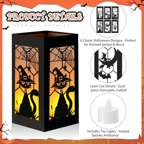 Halloween Lantern Table Decor Set - 12pcs Glowing Centerpieces with Yellow Light - Variation of THIS listing