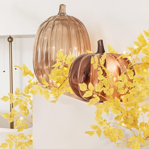 2-Pack 6Ft Fall Garland Set - Plum Cimicifuga Seeded Leaves for Autumn Decor