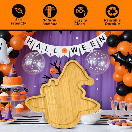 Halloween Charcuterie Board Platter - Wooden Witch Hat Serving Tray