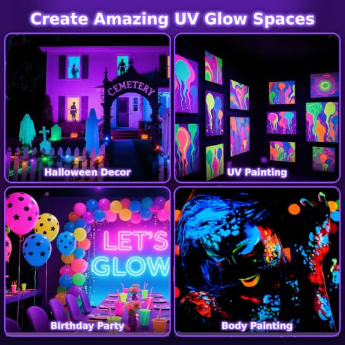 60W LED Black Light Flood Light - Waterproof UV Party Lighting, 2 Pack
