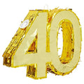 Gold Foil Number 40 Pinata for Birthday Party Decorations - Easy Fill, Hanging or Centerpiece - 16.5 x 3 x 13 in