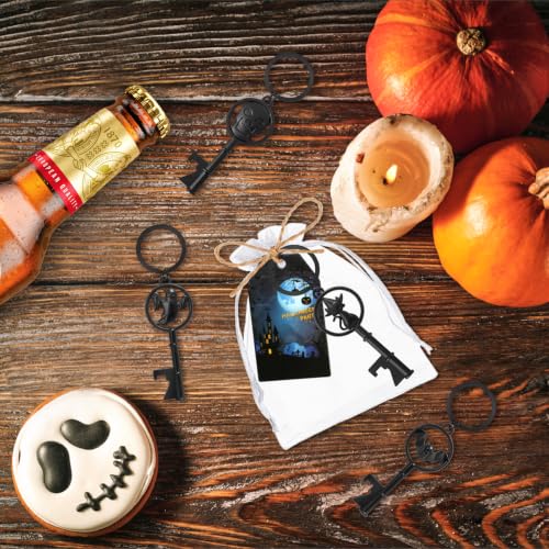Halloween Bottle Opener Keychains Set Bulk Party Favors - Bat Skeleton Cat Ghost