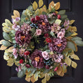 Purple Fall Wreath for Front Door - 24 Inch Autumn Decoration, Handcrafted with Flowers & Berries