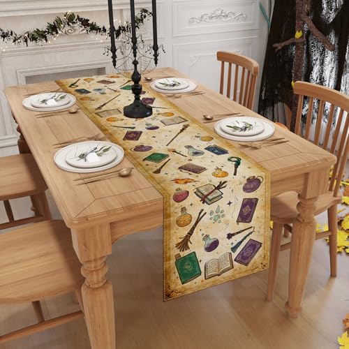 Halloween Table Runner 13x90 Inch Kitchen Dining Decor Water-Resistant Polyester