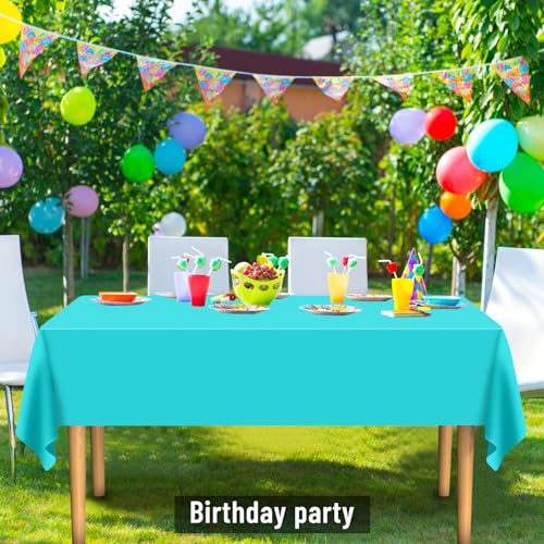 Sweet Color 15 Pcs Plastic Tablecloths - Pink, Purple & Blue 54x108 Inch Rectangular Picnic & Party Table Covers