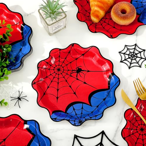 Halloween Spider Paper Plates 40 Pack - Disposable Dinnerware for Parties