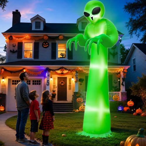 12 Ft Inflatable Halloween Alien Decor with Built-in LEDs Outdoor Yard Prop