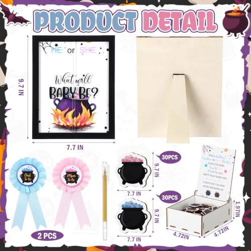 Halloween Gender Reveal Cauldron Voting Game for Boy or Girl - Red & Blue Variation