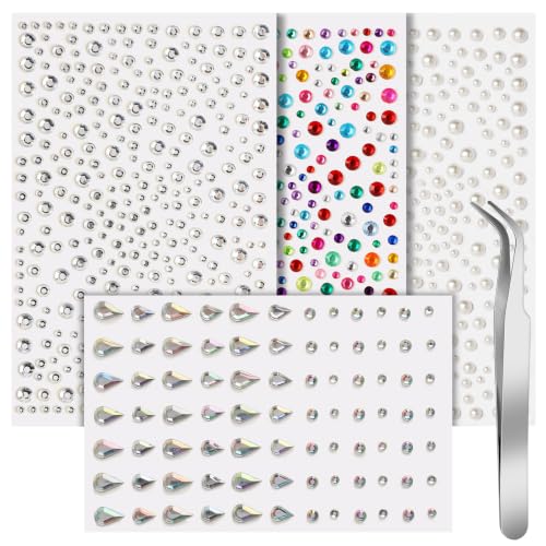 Self Adhesive Face Gems Set A for Makeup Festival Rave Accessories Hair Pearls