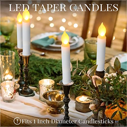 60 Pcs Flameless LED Taper Candles Flickering White Yellow Set - Safe & Battery Operated