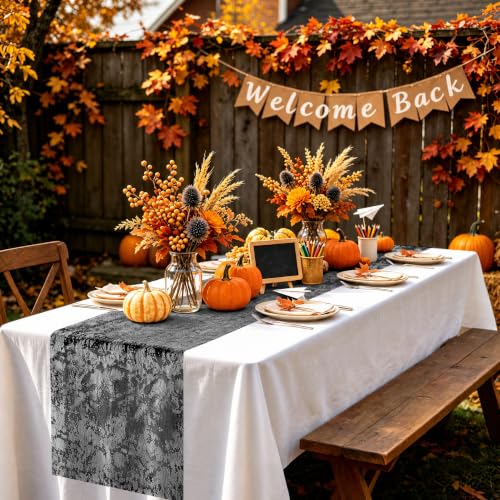 Black Metallic Table Runner 11''x192'' - Sequin Mesh Party Decor, Variation: 16 Feet
