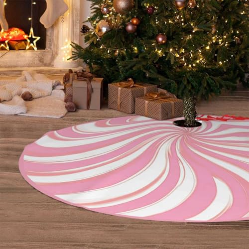 Pink Candy Christmas Tree Skirt 36 Inch Holiday Decor for Xmas Trees