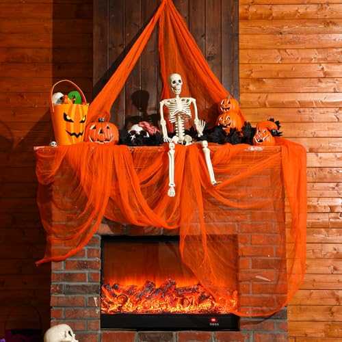 Halloween Orange Cheesecloth Fabric Roll - 29.92 x 590.55 Inch for DIY Decorations