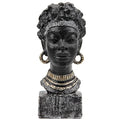 African Woman Head Statue Home Decor - Black W Variation, Handcrafted Sculpture
