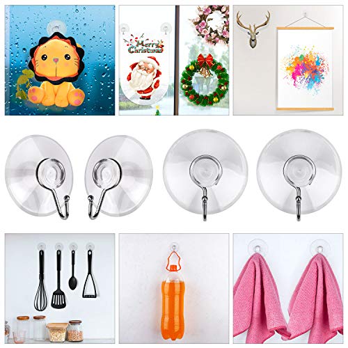 20 Pack Clear PVC Suction Cup Hooks - 1.77 Inch for Shower & Window - Reusable & Easy to Install