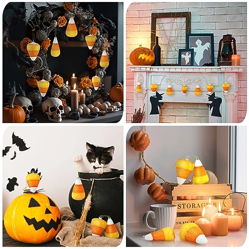 Halloween Candy Corn Ornaments - Fall Tree Decorations, Glitter 12 Pack