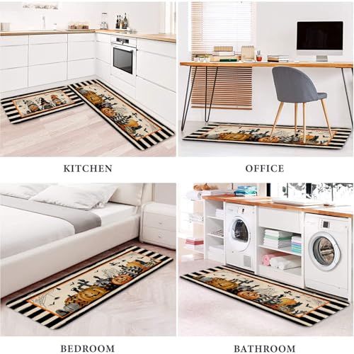 Halloween Kitchen Rug and Mat Set - Gnome Pumpkin Ghost Design, Variation of Halloween-Gnomes
