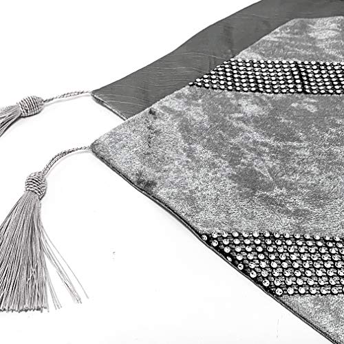 Grey Sequin Table Runner 98" - Elegant Bling Decor for Weddings & Parties - Variation 13x98"