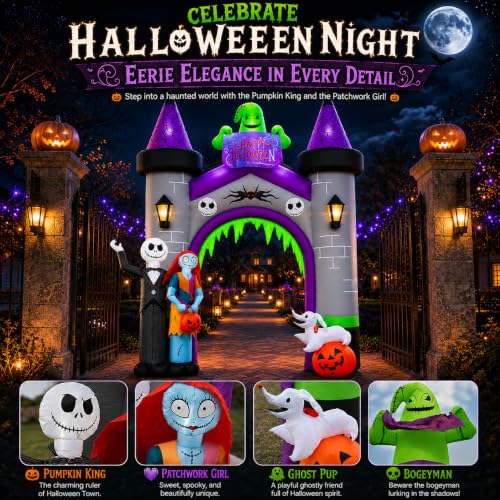 12FT Inflatable Halloween Archway with LED Lights for Yard Entryway Haunted House