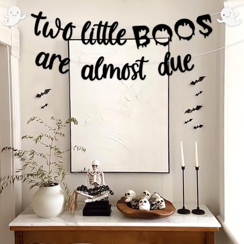 Halloween Twins Bunting Banner with Ghosts - Baby Shower & Party Decor